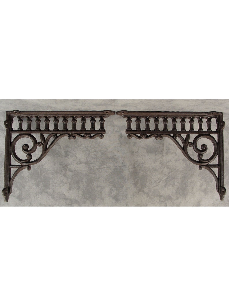 2 Architectural VICTORIAN EASTLAKE Cast Iron Shelf BRACKETS Wall Corner Brackets 