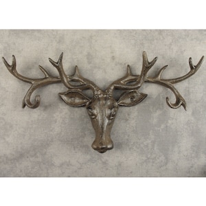 Rustic Cast Iron Deer Antler Buck Elk Antlers 6 Wall Hook Towel Rack Cabin Decor Rustic Cast Iron Deer Antler Buck Elk Antlers 6 Wall Hook Towel Rack Cabin Decor