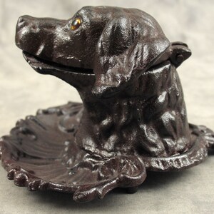 RETRIEVER DOG Cast Iron INKWELL with Pen Tray Hunting Dog Victorian Style image 4