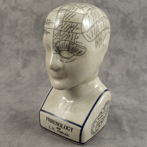 PHRENOLOGY HEAD by L.N. FOWLER Porcelain Ceramic Bust Science of Psychology