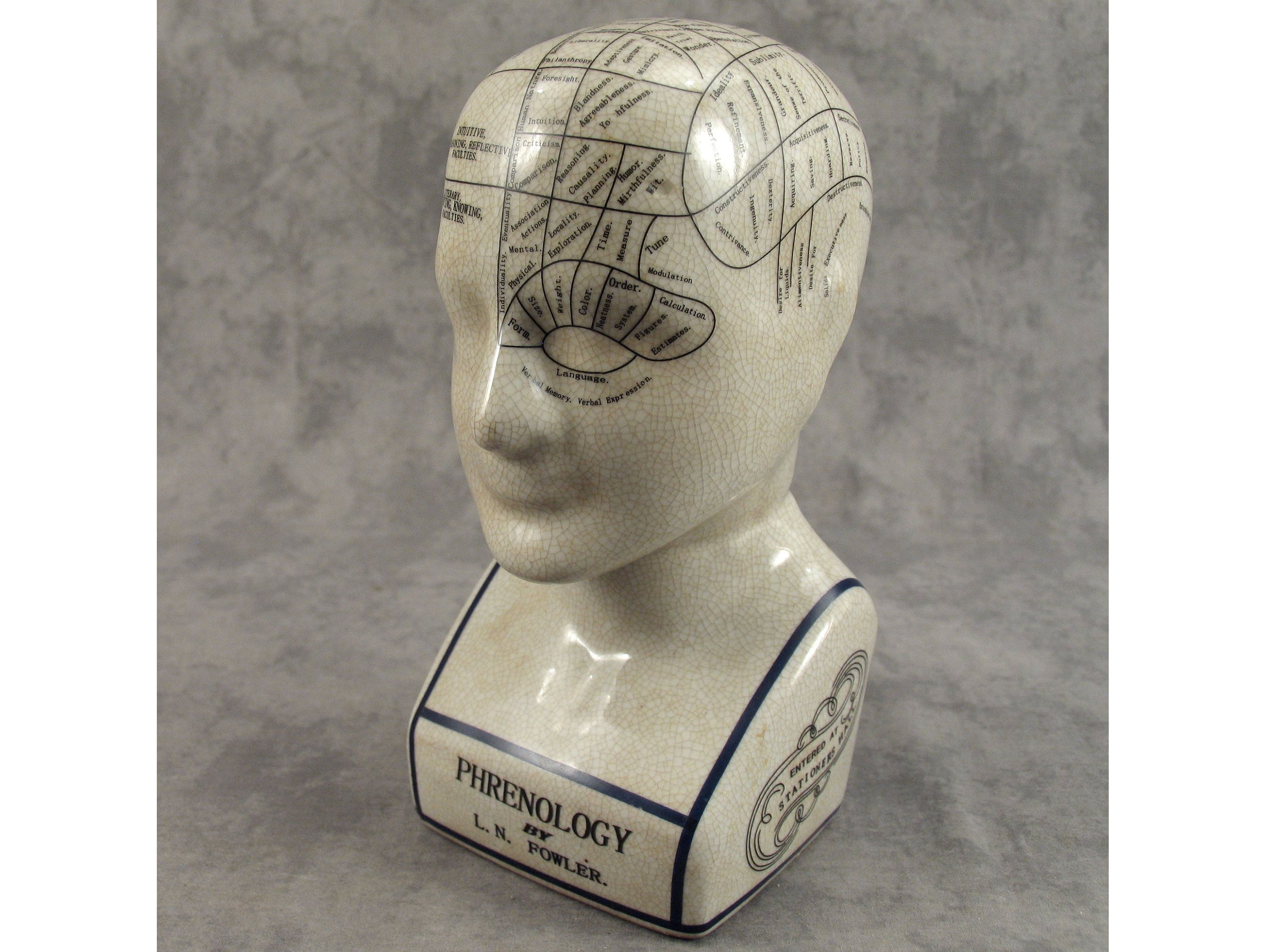 PHRENOLOGY HEAD by L.N. FOWLER Porcelain Ceramic Bust