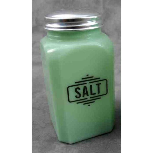 Jadeite GREEN Glass Tall SALT SHAKER Deco Line Range Size Depression Style