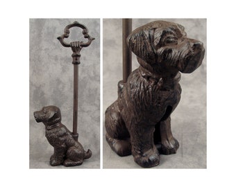 Sitting DOG Cast Iron Door PORTER DOORSTOP with Decorative Carry Handle