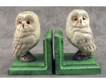 Pair of WISE OWL Cast Iron Heavy BOOKENDS