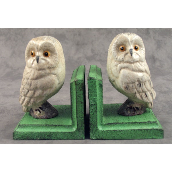 Pair of WISE OWL Cast Iron Heavy BOOKENDS