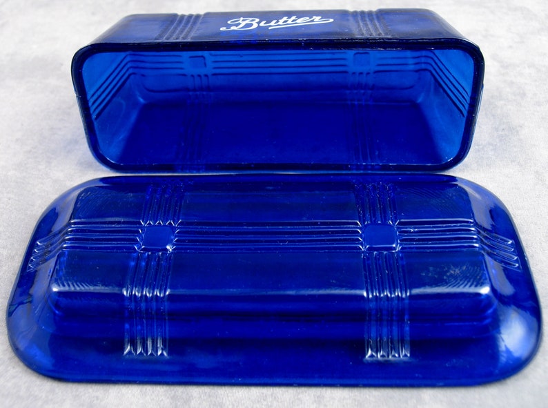 Cobalt BLUE Glass Lidded BUTTER DISH for 1/4 lb Stick Etsy