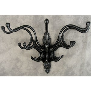 Victorian 15 HOOK Cast Iron Multi-Arm WALL RACK Bracket Hat Coat Jewelry Folding Swivel Rack