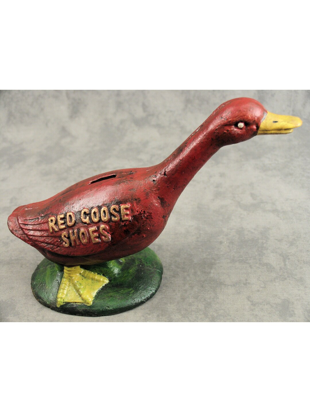 RED GOOSE Shoes Cast Iron Bank DOORSTOP Statue Farmhouse Decor Etsy