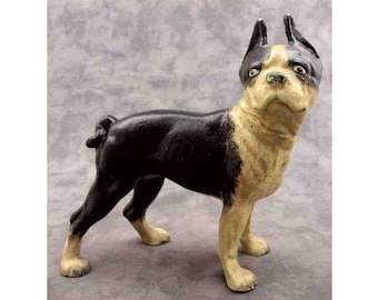 BOSTON TERRIER Bull Dog Cast Iron Heavy Doorstop Bank STATUE