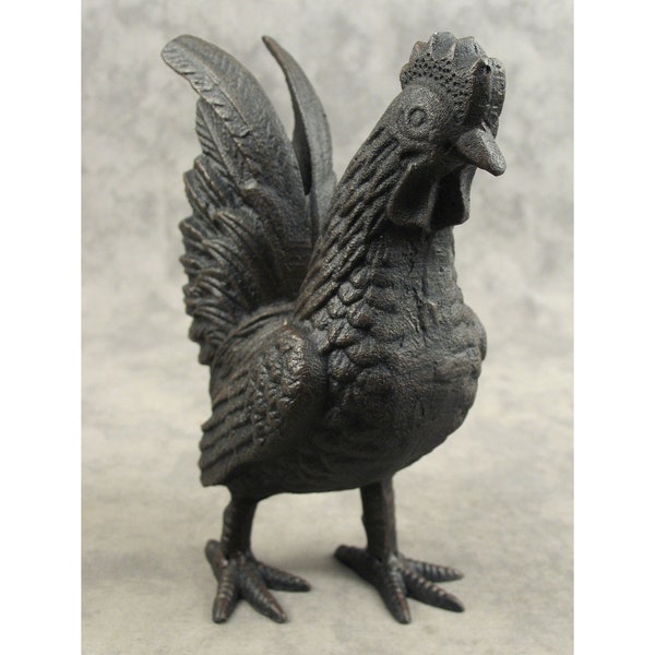 French COUNTRY ROOSTER Cast Iron STATUE Farmhouse Decor