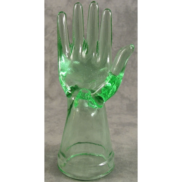 GREEN Glass RING Jewelry Display HAND Accessories Mannequin Depression Style Glass