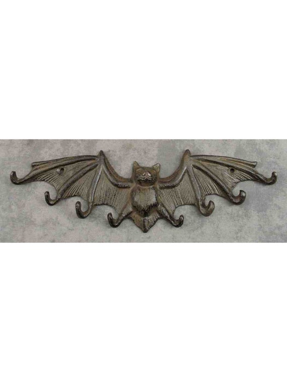 Gothic Winged BAT Cast Iron 8 HOOK Wall Rack SCULPTURE for Hanging Necklaces Key Leashes Etc. Etsy