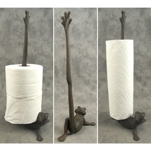 Stretching FROG PAPER TOWEL Holder Toilet Paper Holder Cast Iron Kitchen Decor