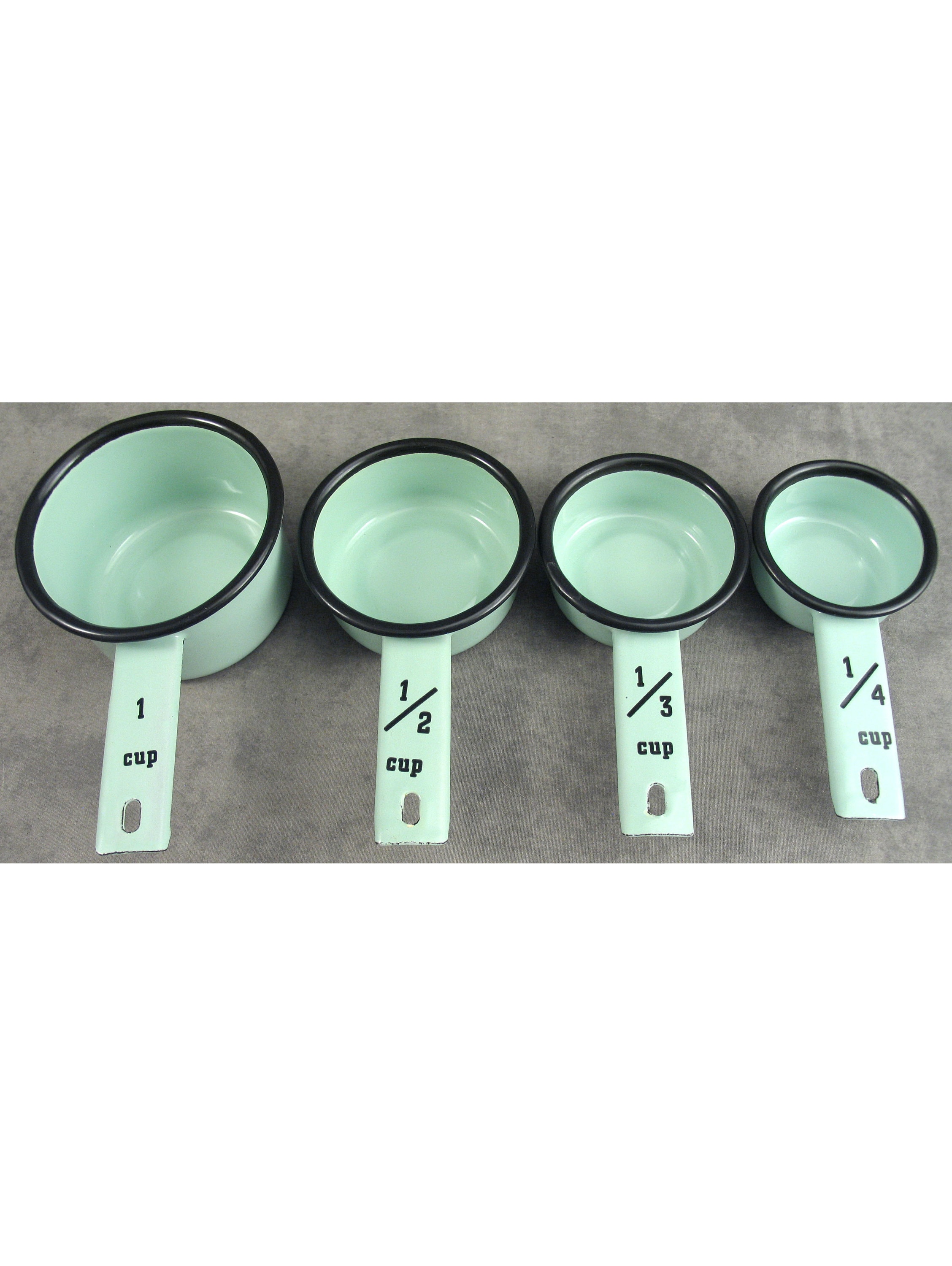 Seafoam GREEN Enamelware 4 Pc. MEASURING CUP Set 1/4, 1/3