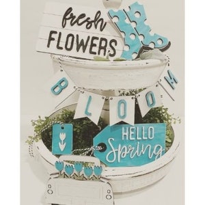 Spring Tiered Tray Decor | Tiered Tray Mini Signs | Mini Wood Signs | Table Decor | Wood Riser | Farmhouse Decor | Holiday | Home | Rustic