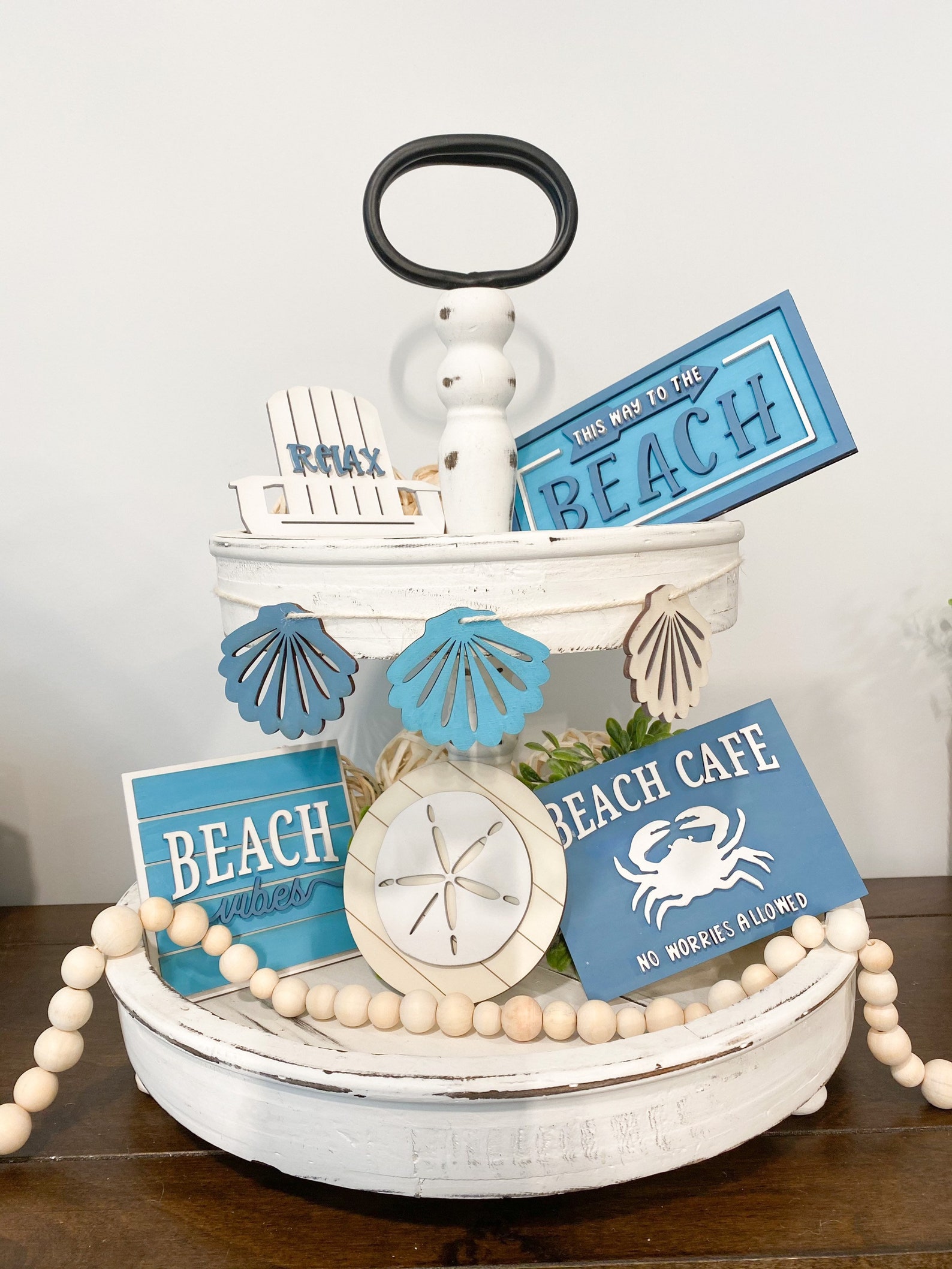 Beach Themed Tiered Tray Decor Etsy