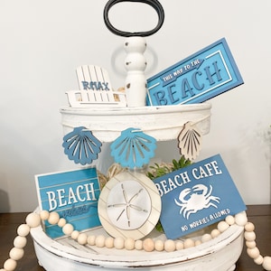 Beach Themed Tiered Tray Decor