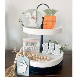 Easter Bunny Themed Tiered Tray Decor | Tiered Tray Mini Signs | Mini Wood Signs | Table Decor | Farmhouse Decor | Holiday Decor