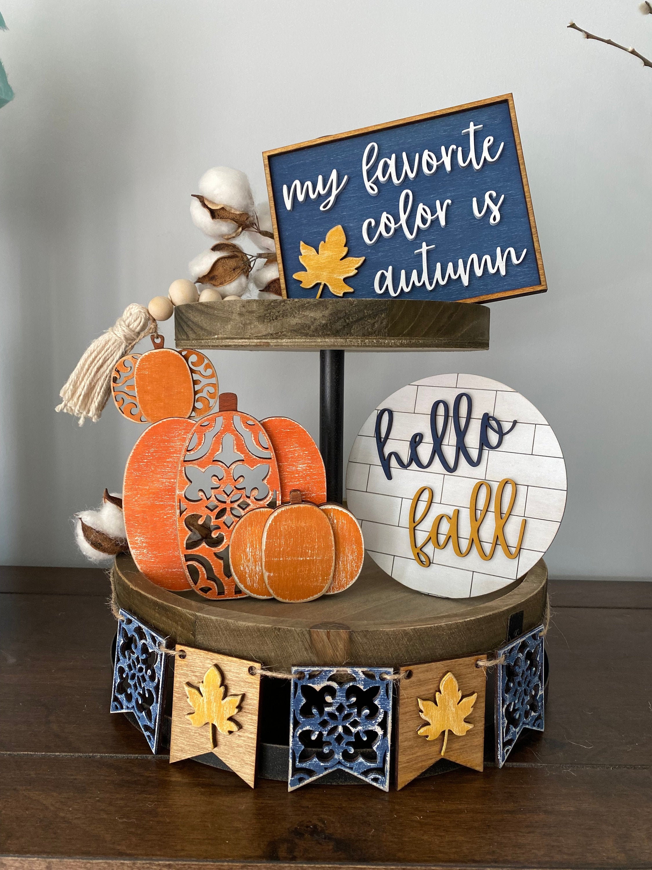 Fall Themed Home Decor Tiered Tray Decor Tiered Tray Etsy
