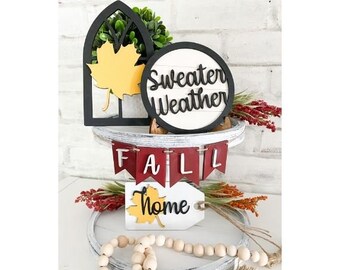 Fall Tiered Tray Decor: 3D Mini Wood Signs Bundle