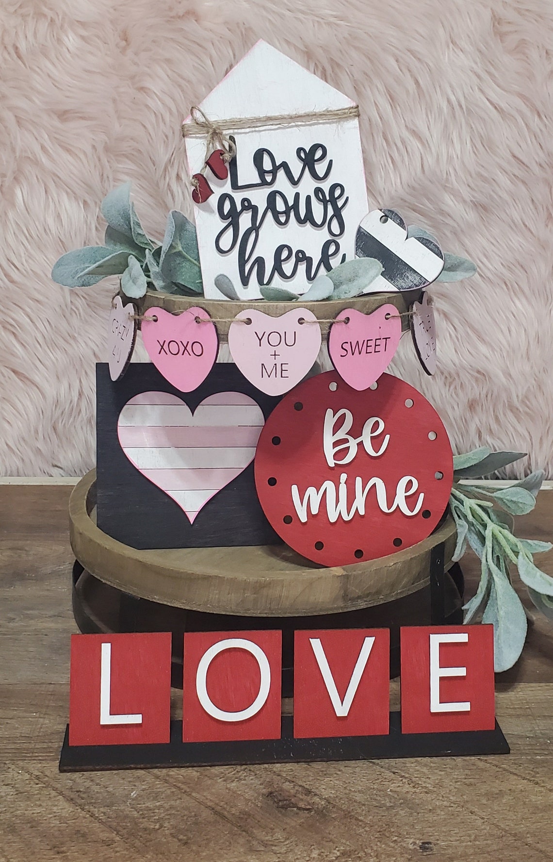 Valentines Day Tiered Tray Decor Tiered Tray Mini Signs Etsy