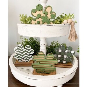 St Patricks Day Tiered Tray Decor | Tiered Tray Mini Signs | Mini Wood Signs | Table Decor | Wood Riser | Farmhouse Decor | Holiday Decor
