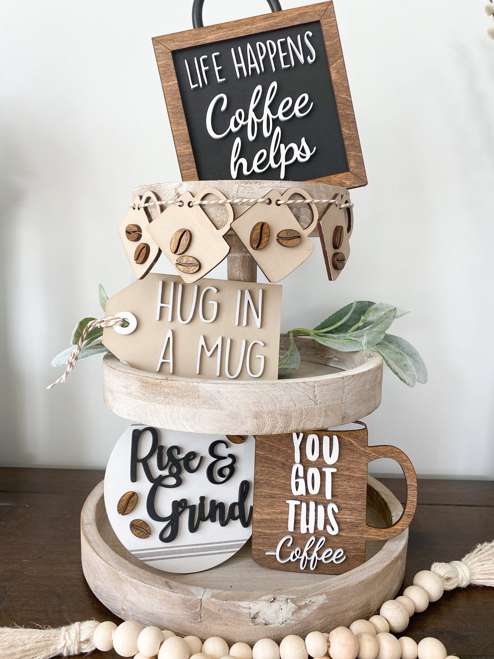 Coffee Bar Tiered Tray Decor Tiered Tray Mini Signs Coffee - Etsy