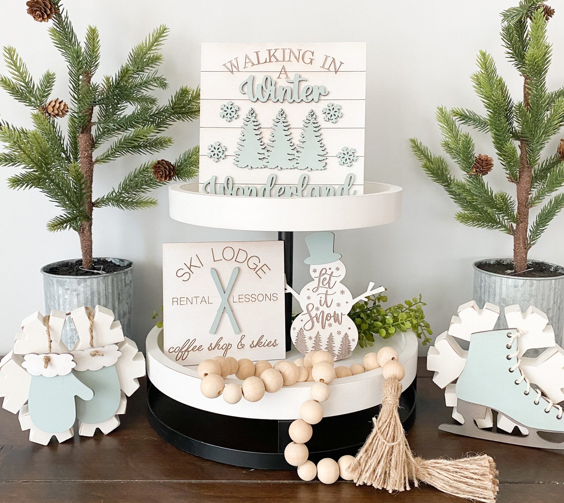Winter Wonderland Tiered Tray Decor Tiered Tray Mini Signs - Etsy