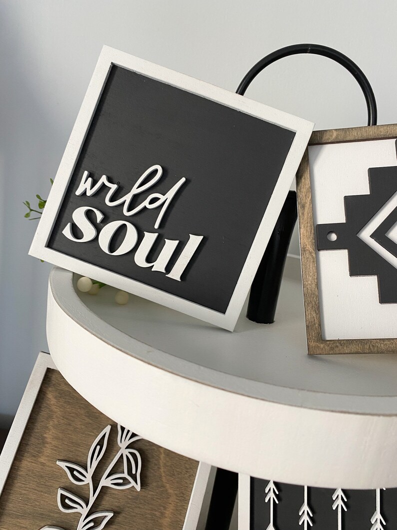 Boho Tiered Tray Decor Tray Decor Boho Decor Kitchen Etsy