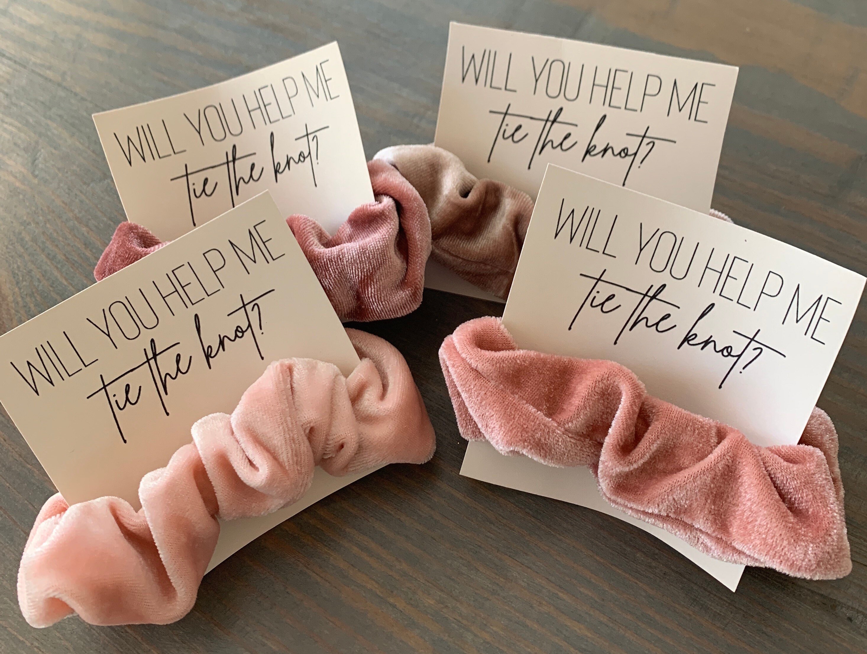 BRIDESMAID Scrunchies Help Me Tie The Knot Blush Ombre