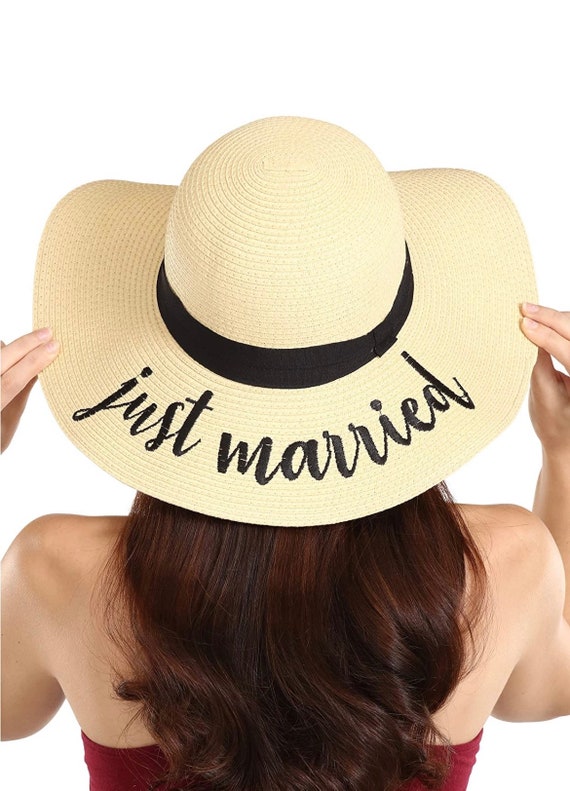 Just Married Beach Hat / Bride Straw 