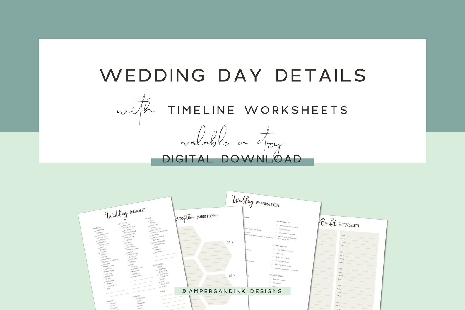 Wedding Day Details and Timeline Checklists & Worksheets Download and Print - Etsy