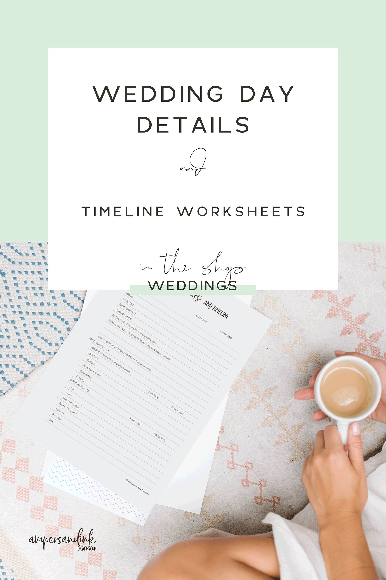 Wedding Day Details and Timeline Checklists &amp; Worksheets | Etsy