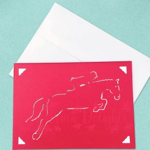 Pferd-Karten, Hunter Jumper, personalisierte Grußkarten, einzigartige Tier Karten, benutzerdefinierte Notizkarten, Pferd Drucke, Reiten