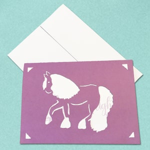 Tarjetas de caballos de Gypsy Vanner, tarjetas de felicitación personalizadas, tarjetas de animales, tarjetas de notas personalizadas, arte de Gypsy Cob, regalo de Gypsy Vanner