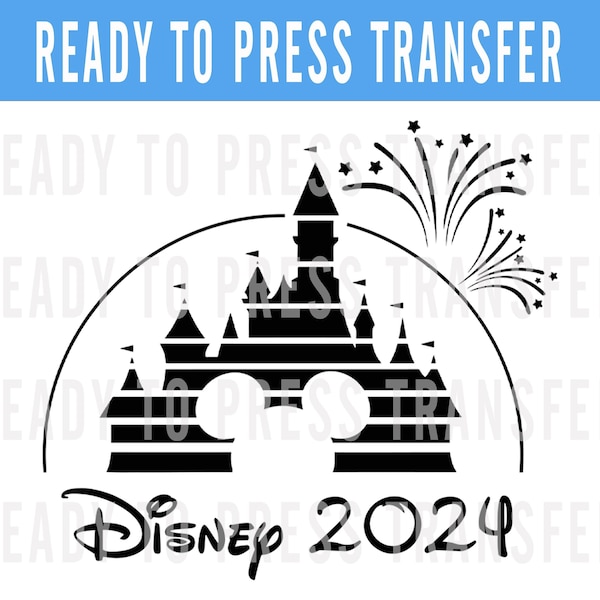 Calcomanía de transferencia DTF para planchar Disney Castle 2024 - Calcomanía de transferencia para planchar Disney - Calcomanía de transferencia de serigrafía - Calcomanía de transferencia de Disney lista para presionar