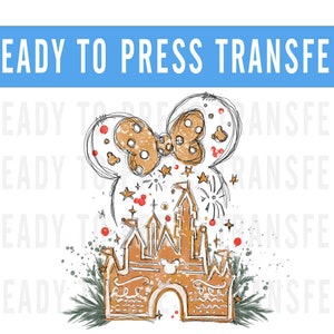 Disney Castle Gingerbread Decal Transfer - Ready To Press Mickey Decal - Transfers For Shirts - Very Merry Christmas Disney Transfer