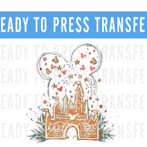 Disney Castle Gingerbread Decal Transfer - Ready To Press Mickey Decal - Transfers For Shirts - Very Merry Christmas Disney Transfer