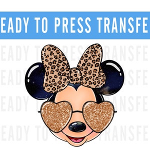 Minnie Leopard Transfer - Ready To Press - Transfers For Shirts - Disney Transfers - Minnie Mouse Design Transfer - DTF Decal Transfers