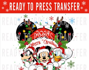 Disney Christmas 2024 Transfer -Ready To Press -Transfers For Shirts - Very Merry Christmas Disney Transfers - Mickey Design Transfer