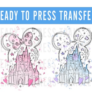 Disney Mickey Castle Ready To Press Iron On Decals For Shirts DTF Transfers For Shirts - Mickey Design Transfer - DTF Decal Transfers