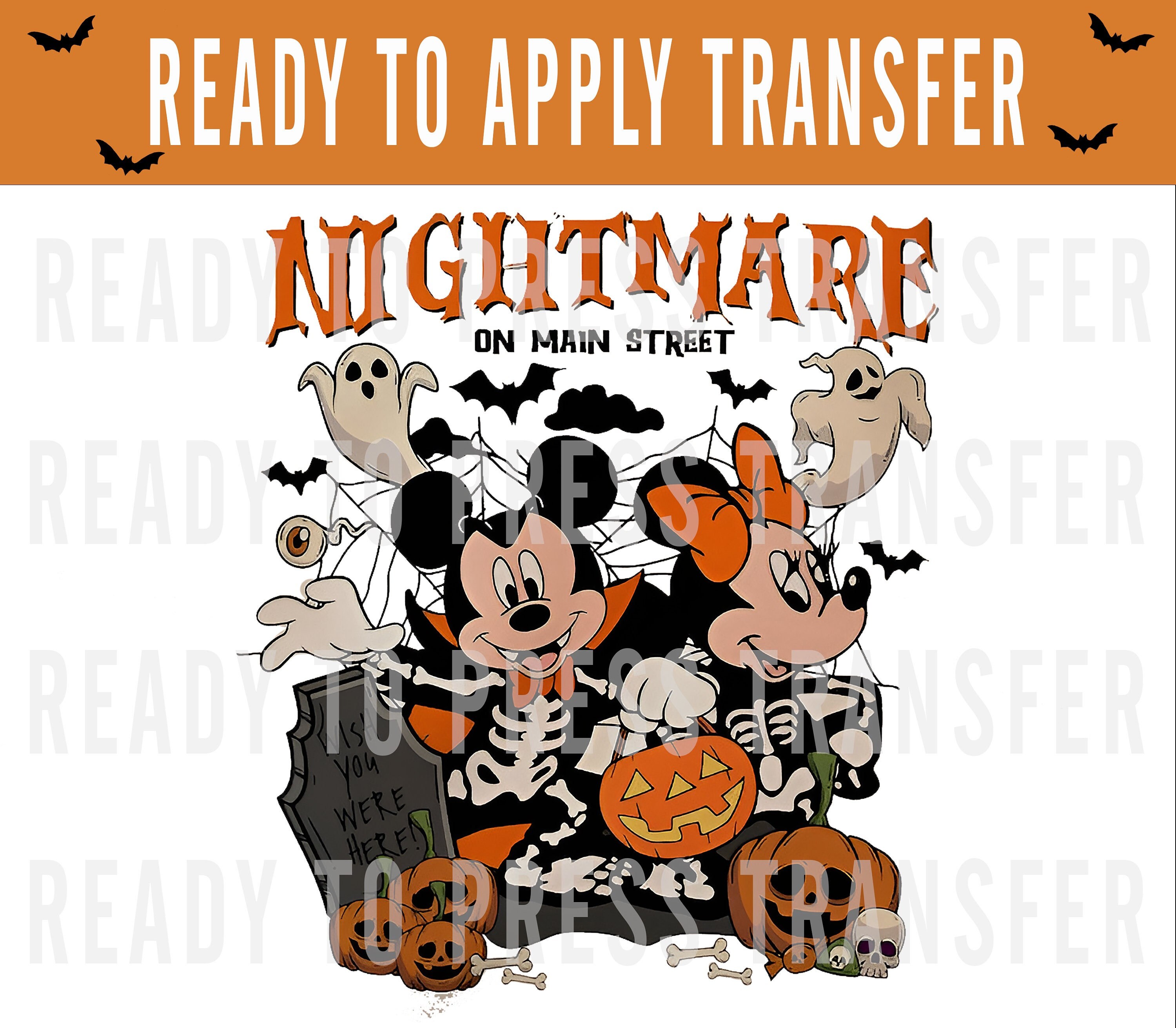 Nightmare On Main Street Halloween Shirt Decal Disney Halloween Shirt  Not So Scary Halloween Party Disneyland Halloween DTF Transfer