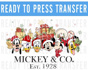 Christmas Mickey and Co Transfer - Ready To Press - Transfers For Shirts - Very Merry Christmas Transfers - Mickey Transfer
