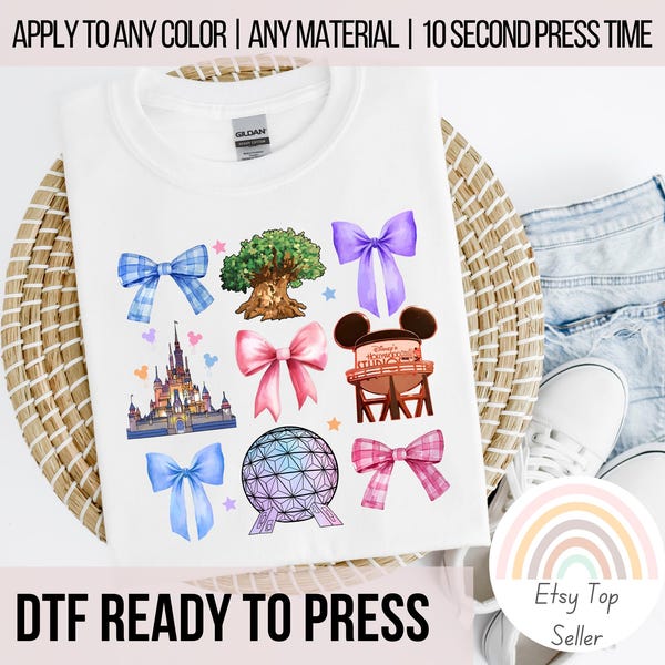 Coquette Disney DTF Transfers Ready To Press Disney Group Shirt For Disney Family Trip Shirts For Disney Trip Iron On Decal Disney DTF