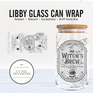 Disney Witches Brew Drink Cup Wrap - Full Cup Wrap for 16oz Glass Can | Permanent Adhesive UV DTF Vinyl | Ready to Apply | Libbey Glass Wrap