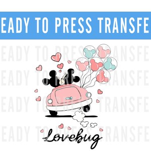 Valentines Minnie Mickey LoveBug DTF Decal Transfer - Ready To Press - Transfers For Shirts - Valentines Disney DTF Transfers