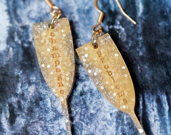 Champagne Problems Earrings: Hypoallergenic Stainless Steel, Taylor Inspired
