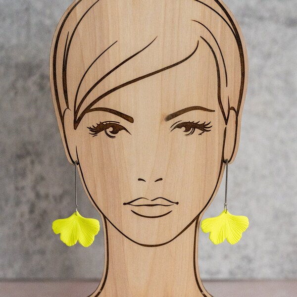 Red Gold Ginkgo Leaf Acrylic Statement Earrings main image 1