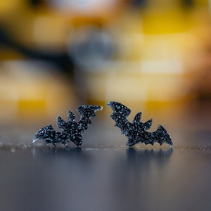 Happy Little Bat Earrings, Bat Studs, Halloween Earrings