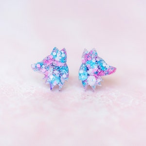 Transgender Pride Fox Stud Earrings: Hypoallergenic Stainless Steel